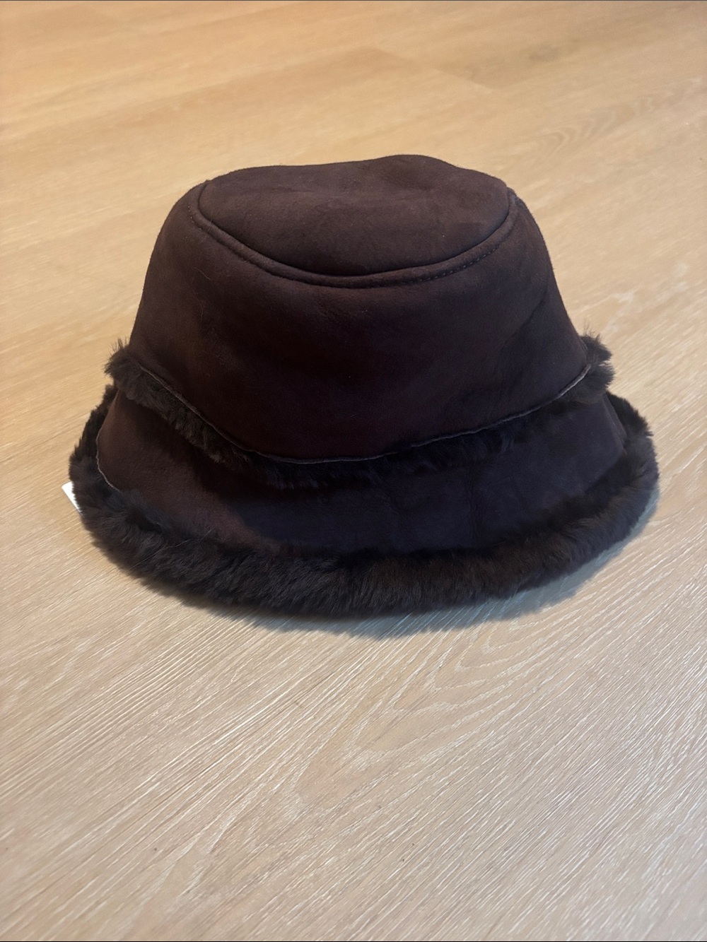 NWT Harssidanzar Unisex Brown Lambskin Leather Winter Shearling Bucket Hat